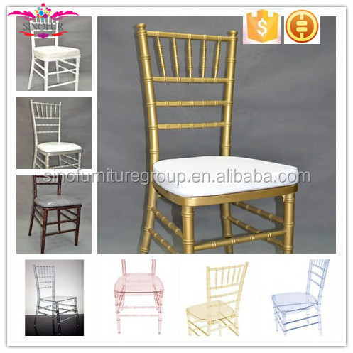 Qingdao Sinofur Wholesale cheap crystal plastic chiavari chair / Printed resin wedding tiffany chair for rental