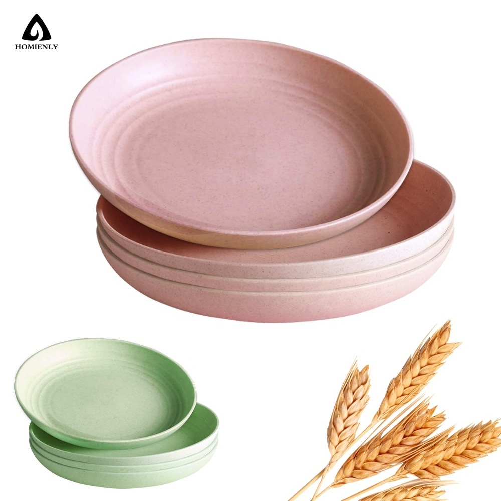 Custom Logo  Wheat Straw Dinnerware Sets Unbreakable Plates Sets Wheat Straw Tableware Wheat Straw Dinnerware Sets