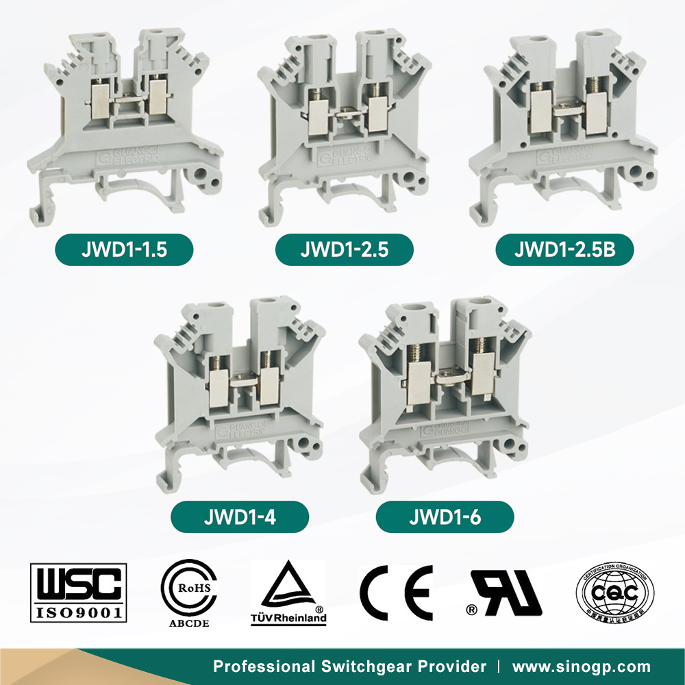 JWD1 Feed Through DIN Rail Terminal Blocks Connector Electric Universal Screw Terminal Block