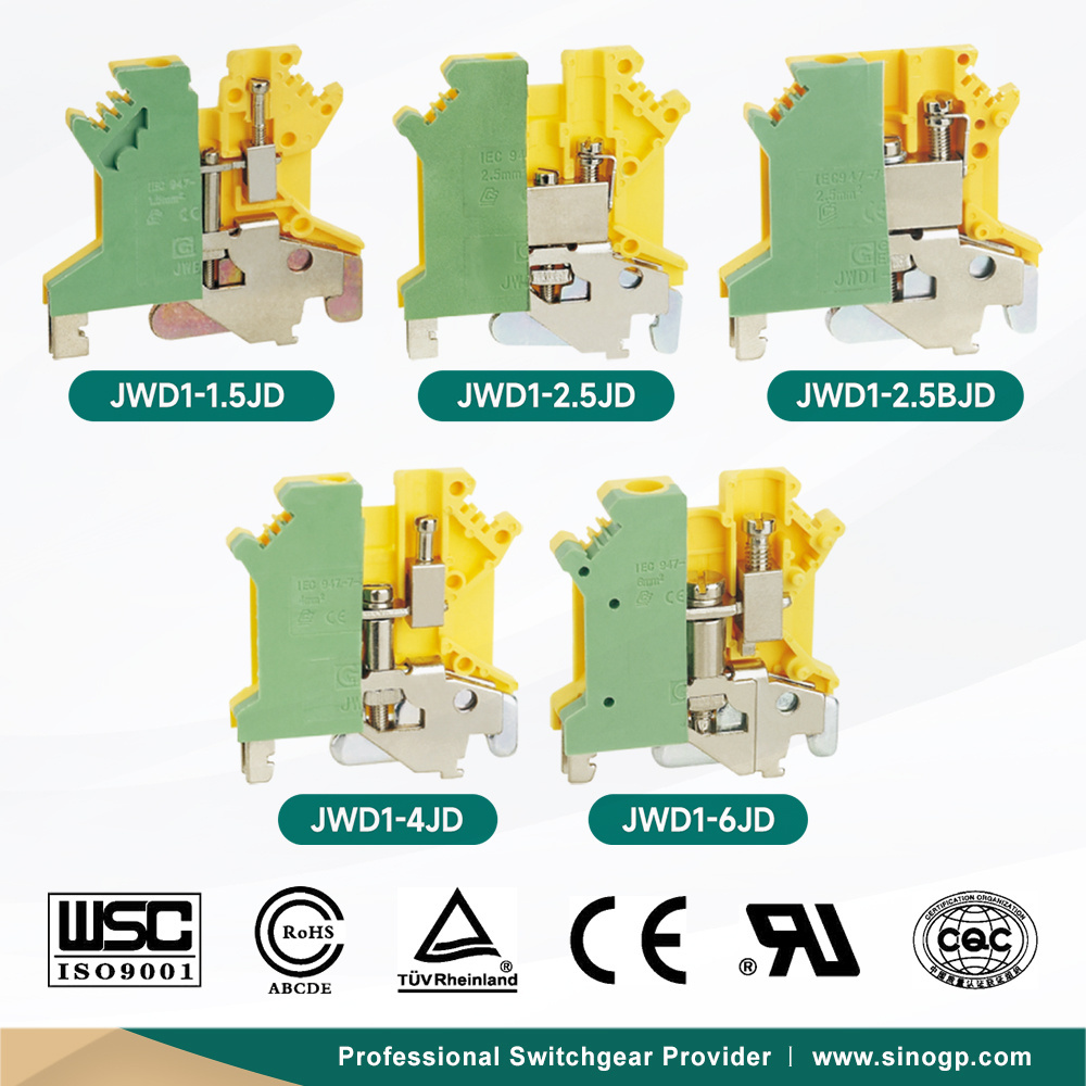 JWD1 2.5 Feed Through Terminal Block Push In DIN Rail Electric Universal Screw Terminal Block