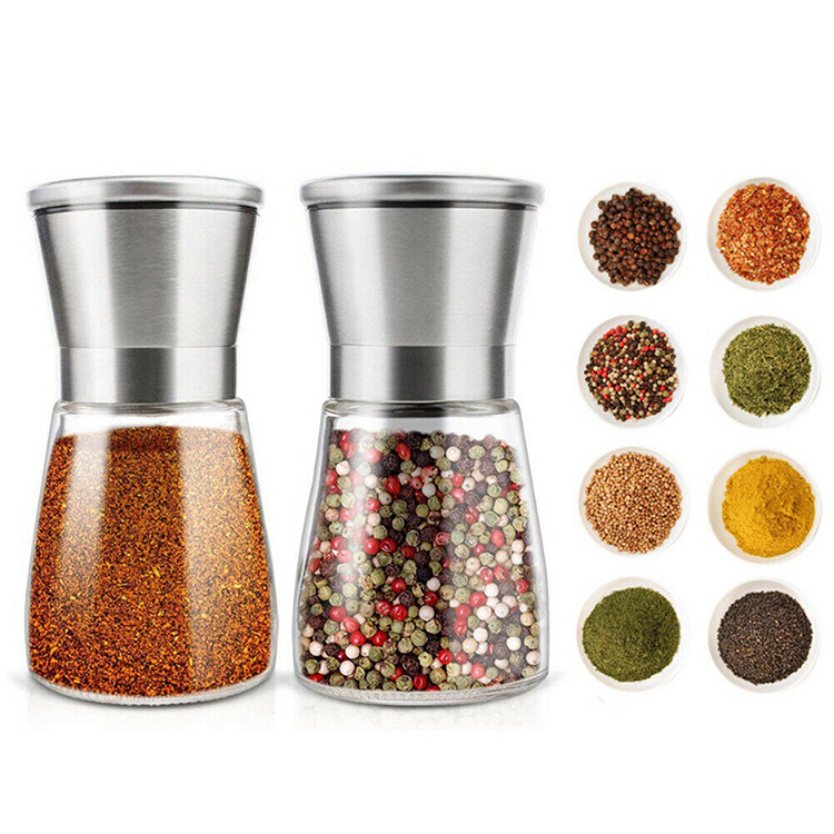 Glass bottle Salt and Pepper Shakers pepper grinder ceramic spice mill