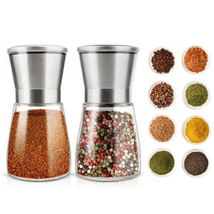 Glass bottle Salt and Pepper Shakers pepper grinder ceramic spice mill