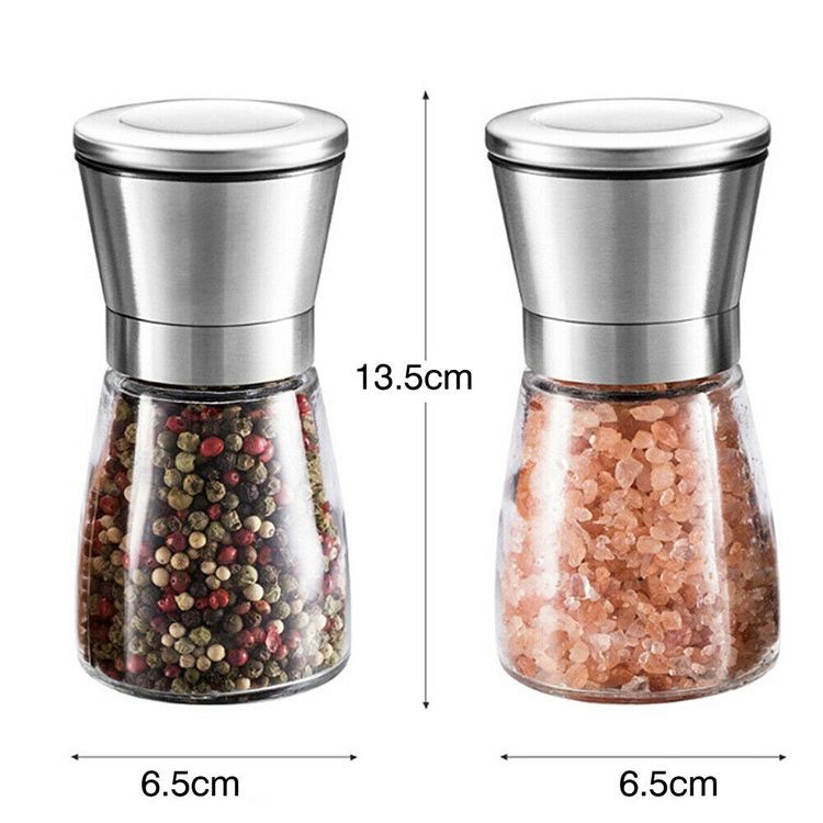 Glass bottle Salt and Pepper Shakers pepper grinder ceramic spice mill