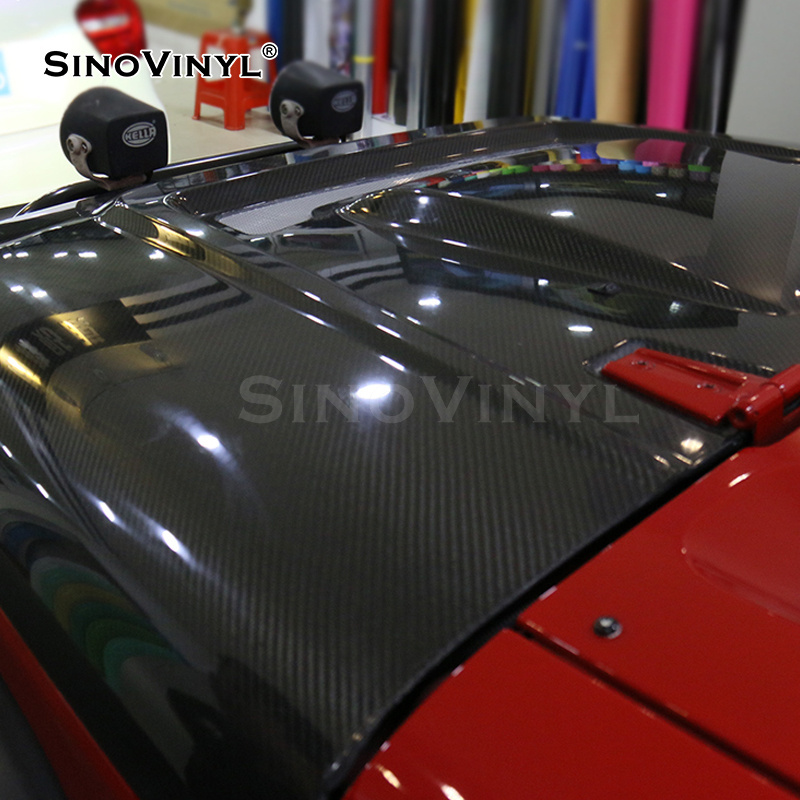 SINOVINYL Wholesale 1.52x18M/5x59FT Air Bubble Free 5D Carbon Fiber Black Car Wrapping Vinyl Film