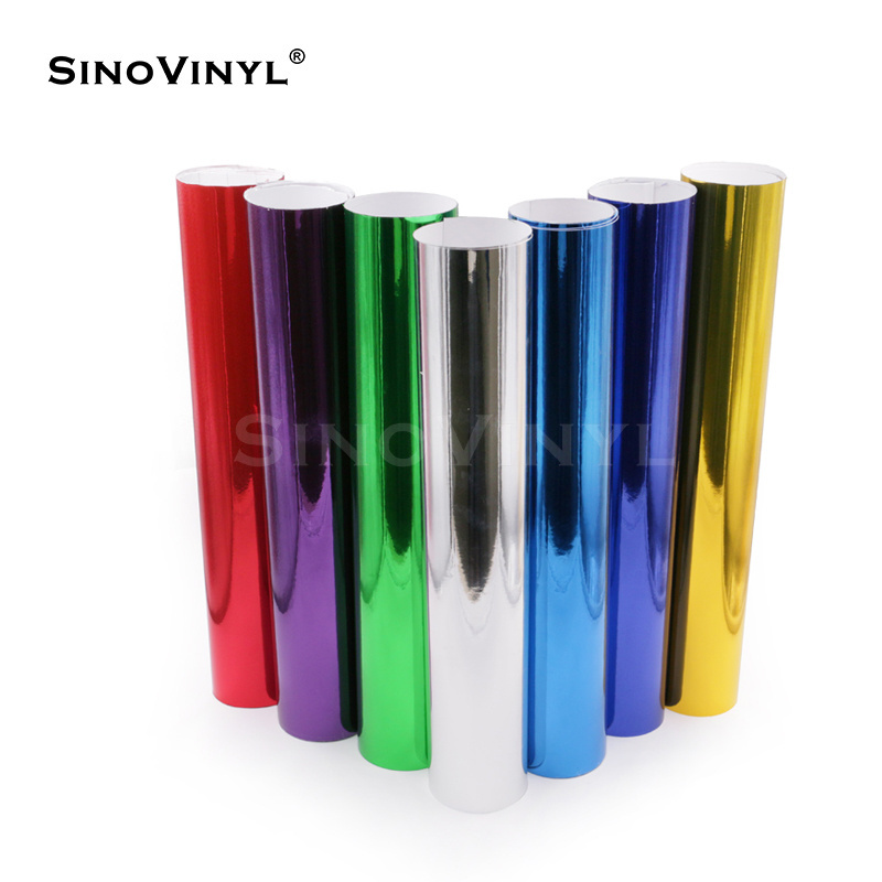 SINOVINYL Wholesale Chrome Mirror Gloss Red Rose Gold PVC Film Cutting Graphic Cut Adhesive Vinyl Oracal 651 Roll