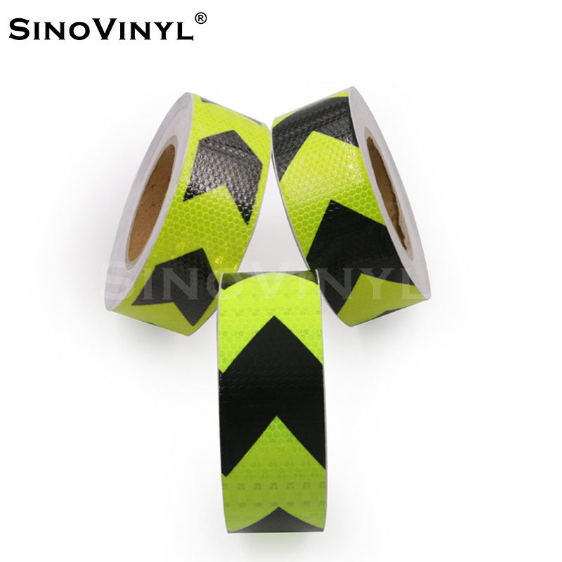 SINOVINYL Waterproof Red and Yellow Adhesive Safety Conspicuity Reflector Tape for Trailer Cars Trucks Outdoor Reflective Tape