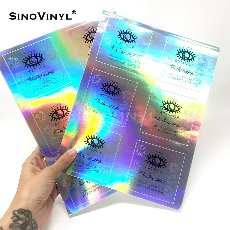 SINOVINYL Laser Vinyl Die Cut Logo Sticker Printable Holographic Sticker for Roland Printing Machine