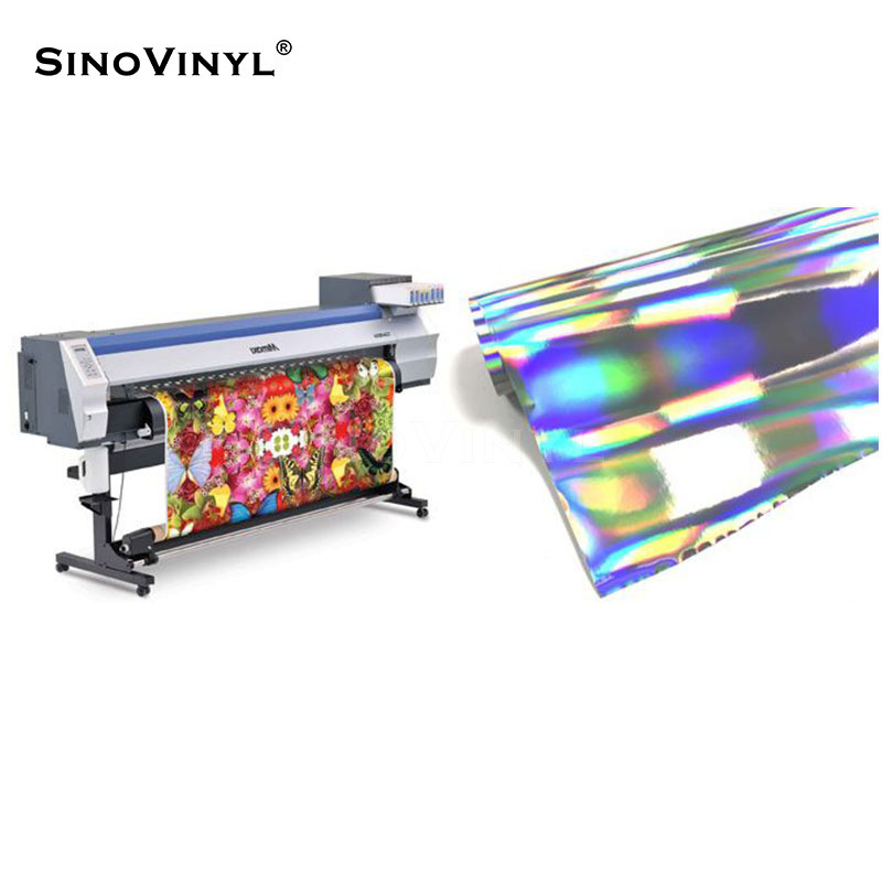 SINOVINYL Laser Vinyl Die Cut Logo Sticker Printable Holographic Sticker for Roland Printing Machine