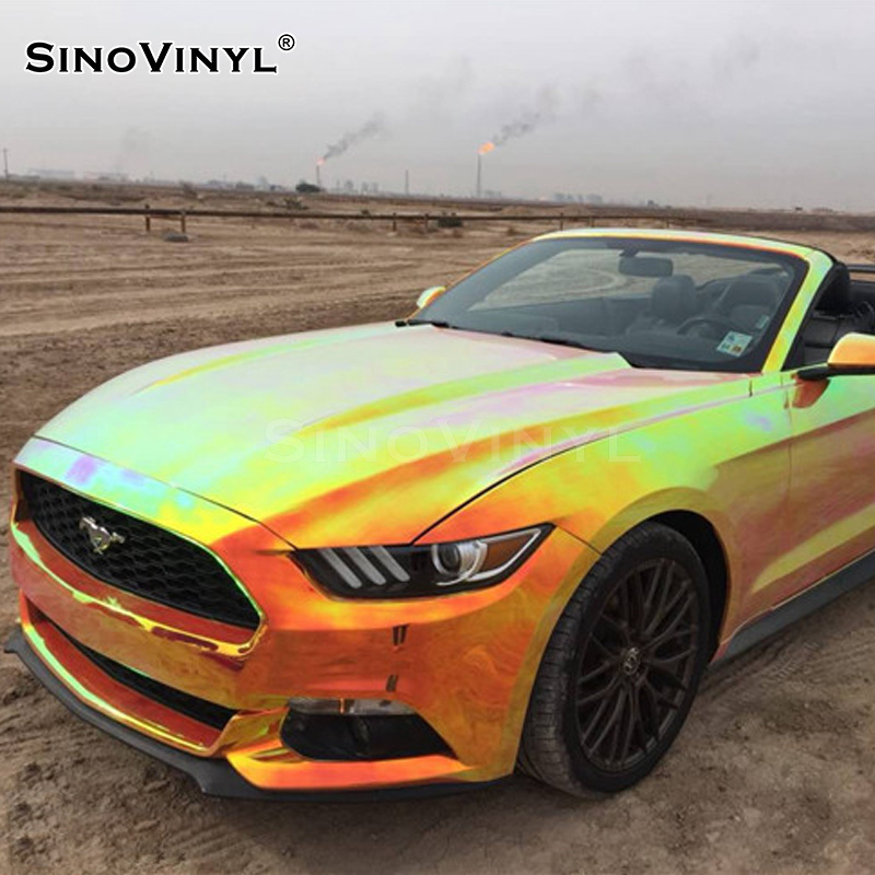 SINOVINYL High Quality Moto Decoration Sticker Chrome Mirror Holographic Rainbow Auto Body Wrapping Film Vinyl Car Wrap Foil