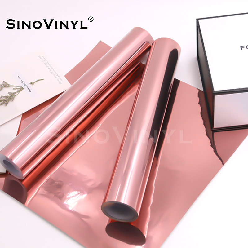 SINOVINYL Wholesale Chrome Mirror Gloss Red Rose Gold PVC Film Cutting Graphic Cut Adhesive Vinyl Oracal 651 Roll