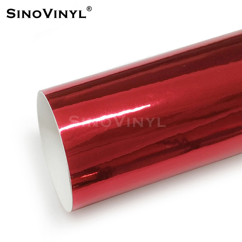 SINOVINYL Wholesale Chrome Mirror Gloss Red Rose Gold PVC Film Cutting Graphic Cut Adhesive Vinyl Oracal 651 Roll