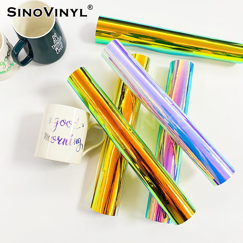 SINOVINYL Hot Sale Holographic Rainbow Graphic DIY Craft Vinyl Roll Oracal 651 Color Cut Permanent Vinyl