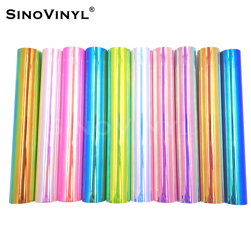 SINOVINYL Hot Sale Holographic Rainbow Graphic DIY Craft Vinyl Roll Oracal 651 Color Cut Permanent Vinyl