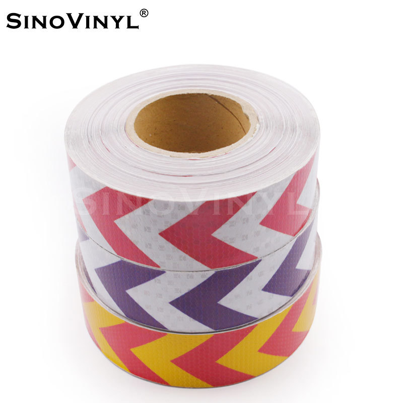 SINOVINYL Waterproof Red and Yellow Adhesive Safety Conspicuity Reflector Tape for Trailer Cars Trucks Outdoor Reflective Tape