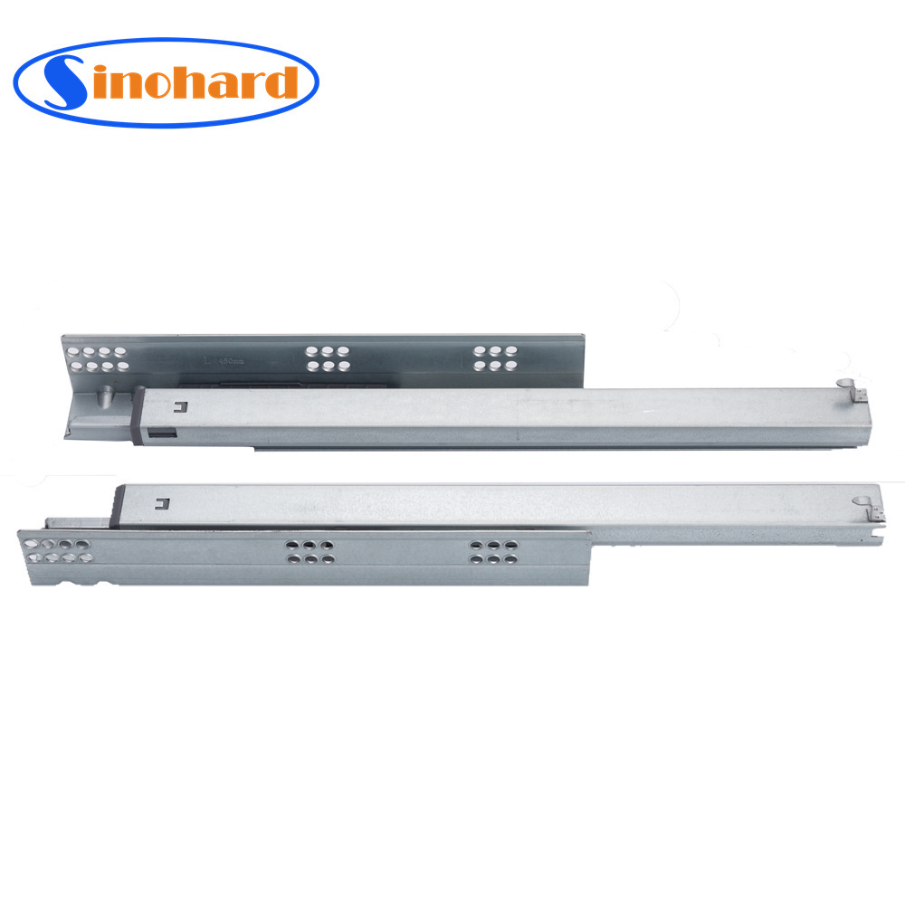 SINOHARD EURO type 3 fold damper hidden telescopic rails soft close undermount drawer slide