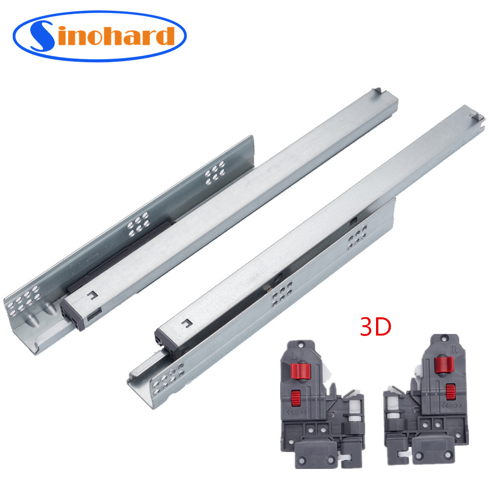 SINOHARD Telescopic Channel of EURO Style Push-open Concealed Rails Undermount Drawer Slide