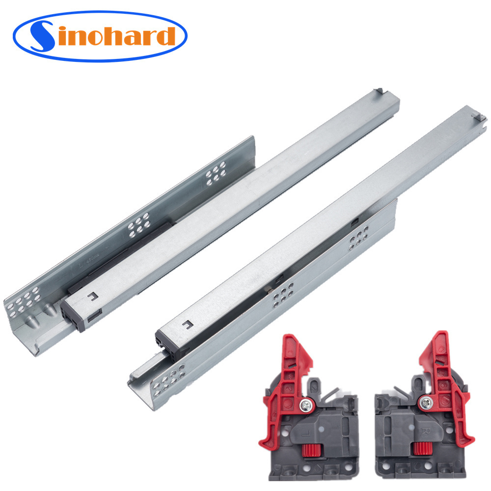 SINOHARD Telescopic Channel of EURO Style Push-open Concealed Rails Undermount Drawer Slide