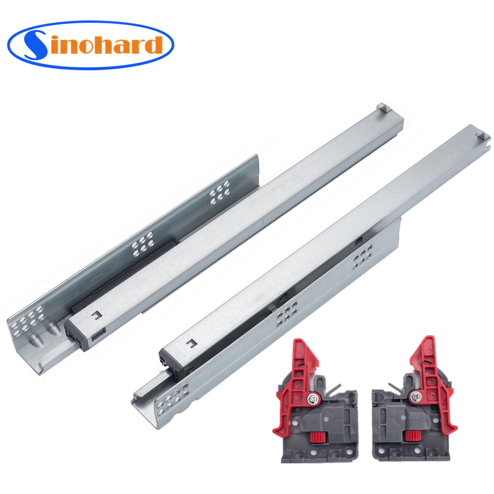 SINOHARD Full Extension EURO Telescopic Channel Noiseless Glides Drawer Slides Undermount