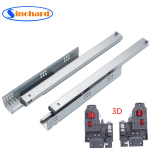 SINOHARD EURO type 3 fold damper hidden telescopic rails soft close undermount drawer slide