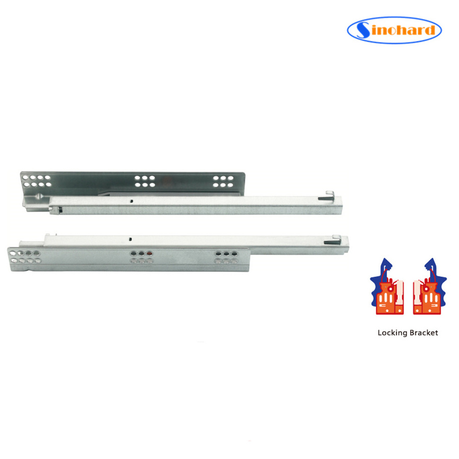 SINOHARD EURO Type Furniture Cabinet Hardware Push to Open Hidden Rail Undermount Drawer Slide