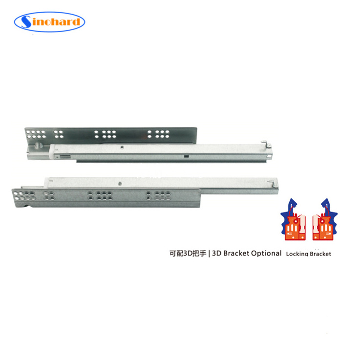 SINOHARD European Type Triple Extension Steel Ball Bearing Guides Under-mount Drawer Slide