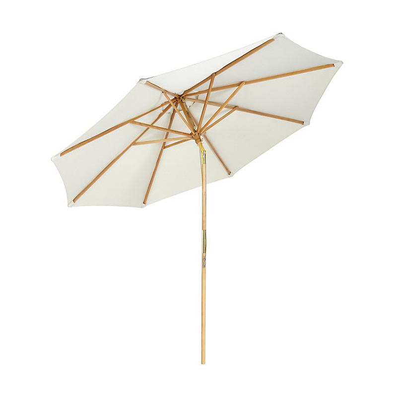 White 2.5m outdoor wooden pole beach garden patio parasols umbrellas