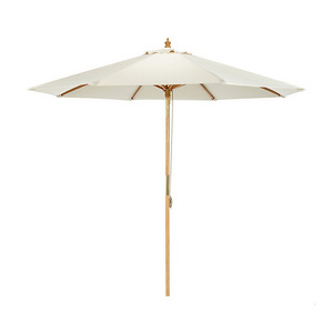 White 2.5m outdoor wooden pole beach garden patio parasols umbrellas