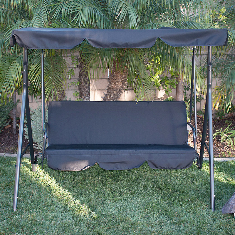 Heavy duty garden 3 seater outdoor swing chairs black with cushion