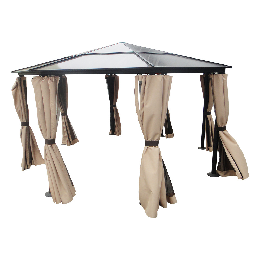 Outdoor polycarbonate aluminium hexagon gazebo with mosquito net