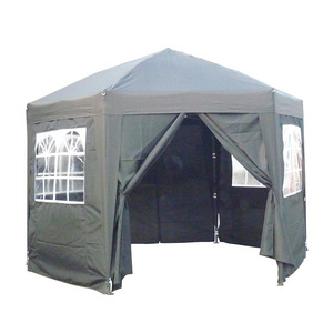 Outdoor pop up gazebo hexagonal with sides curtains waterproof heavy duty