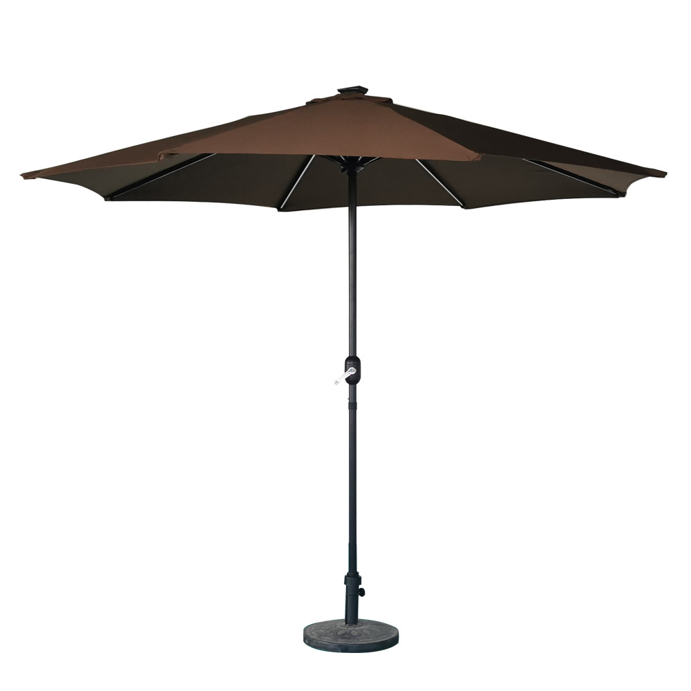 China Cheap ODM New Design Aluminum Metal Pole Solar LED Patio Umbrella Supplier