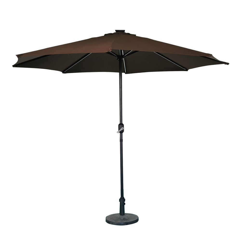 China Cheap ODM New Design Aluminum Metal Pole Solar LED Patio Umbrella Supplier