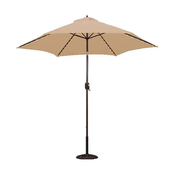 Hot selling outdoor garden 6 steel ribs parasol umbrella with led light