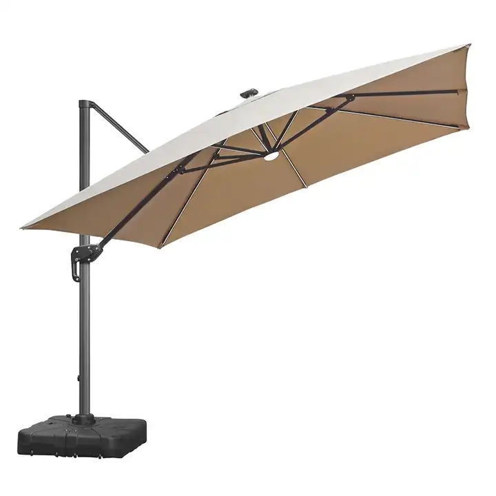 High quality  outdoor solar powered led light lamp cantileve patio sunshade umbrella