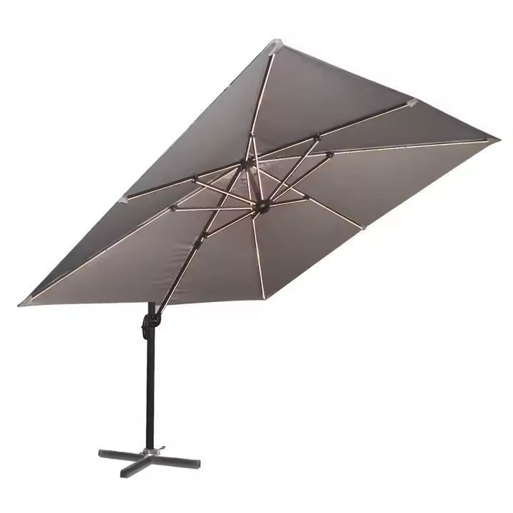 High quality  outdoor solar powered led light lamp cantileve patio sunshade umbrella