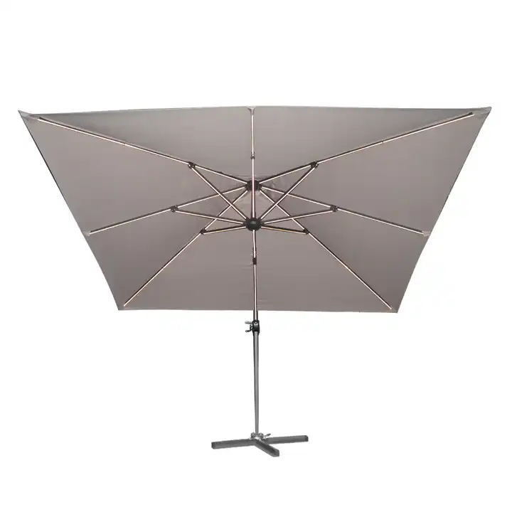 High quality  outdoor solar powered led light lamp cantileve patio sunshade umbrella