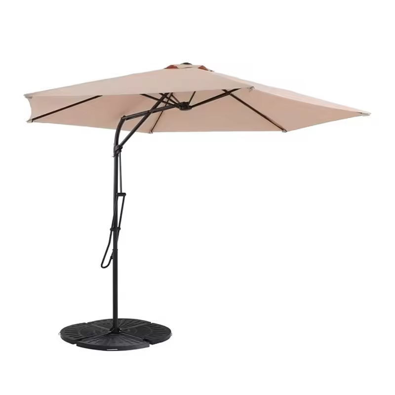 Outdoor waterproof contemporary sun shade lamp 8k ribs umbrella with led light