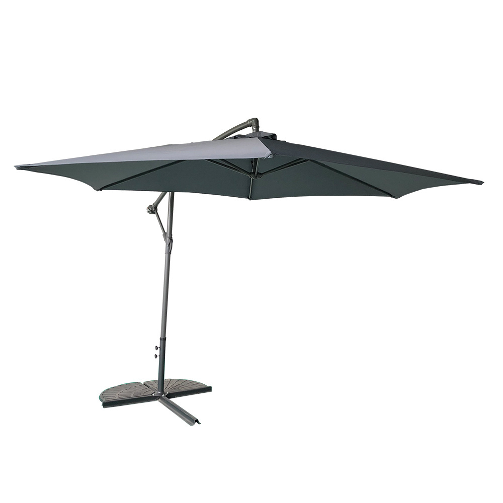 Black outdoor garden sun hanging umbrella parasol sombrilla exterior