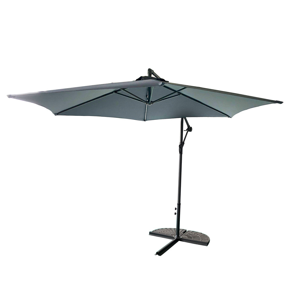 Black outdoor garden sun hanging umbrella parasol sombrilla exterior