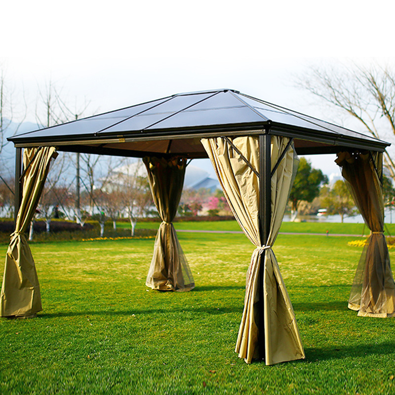 High quality metal waterproof gazebo with polycarbonate roof for sale