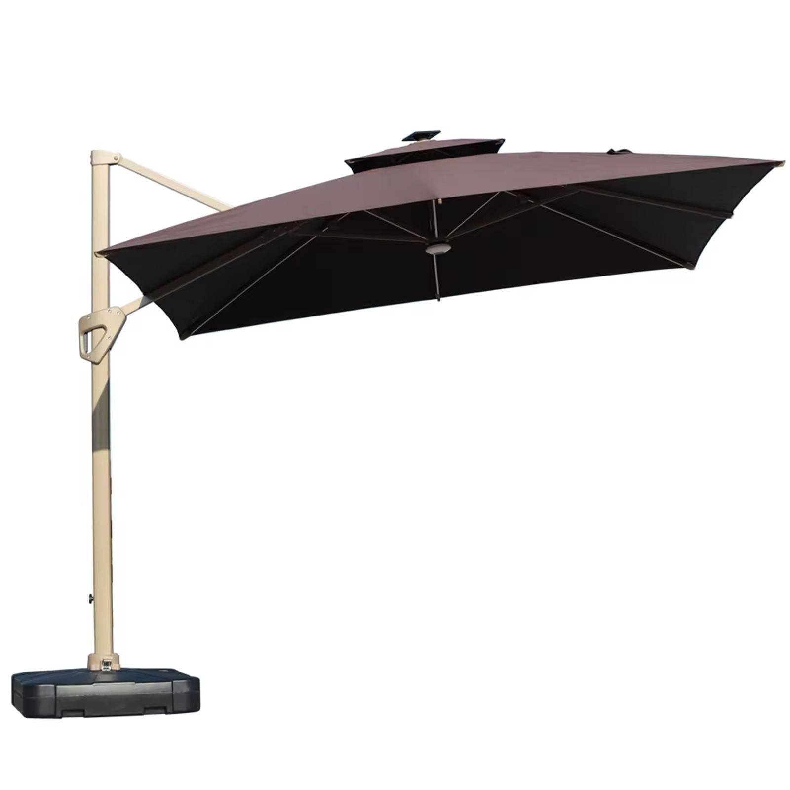 Contemporary outdoor garden brown 3X3M waterproof polyester led light lamp umbrella