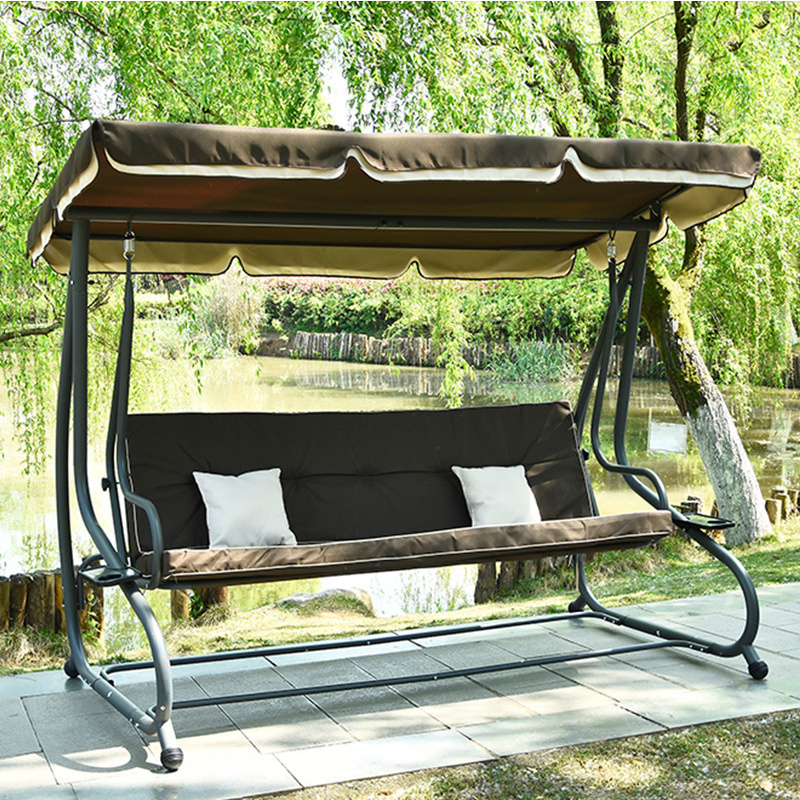 3 seater swing outdoor chair sofa canopy stainless steel for garden