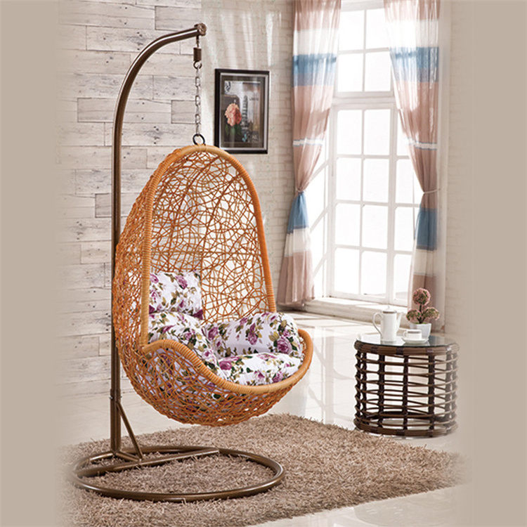 High Quality Garden Hanging Alu Frame  Pe Rattan Kids Indoor Home  egg swing rattan chair