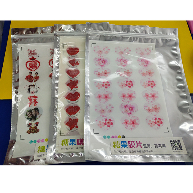 Photo Grade Colorful Edible Ink Printing Candy Paper Transparent White Edible Lollipop Paper Sticker