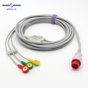 Bionet BM3 Fixed-one ECG cable , 3 leads, IEC, Snap