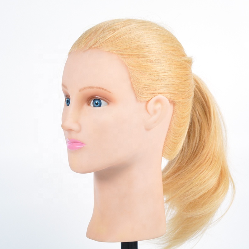 Factory sale natural hair female mannequin heads hairdresser training head barber doll