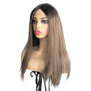 Balayage Color 4/8/12# Small Layer Silky Straight 13"x 6" HD Lace Front Kosher Wig Chinese Virgin Remy Hair Jewish Wig