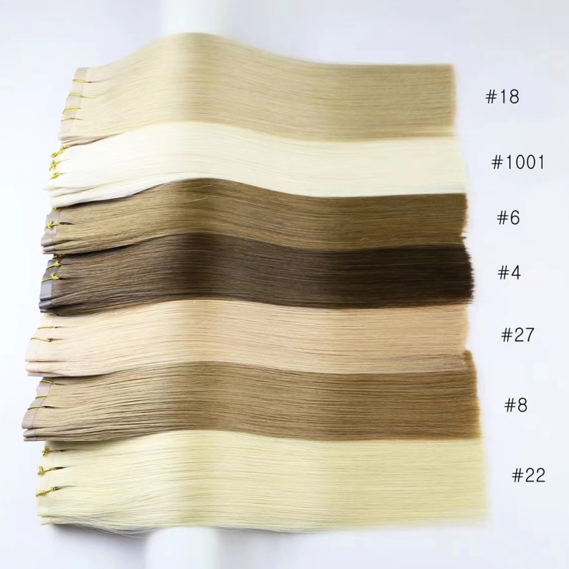 Wholesale Russian Virgin Bone Straight Clip In Hair Double Drawn Seamless PU Skin Weft Hair Extensions 100% Human Hair Pieces