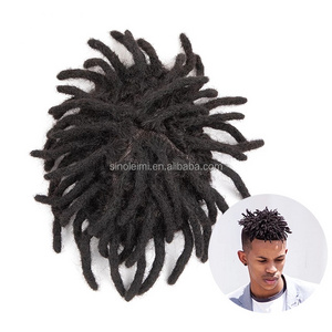 Dreadlocks Toupee for Men Afro Kinky Curly 100% Human Hair Wigs for Black Man Natural Hairpiece in stock