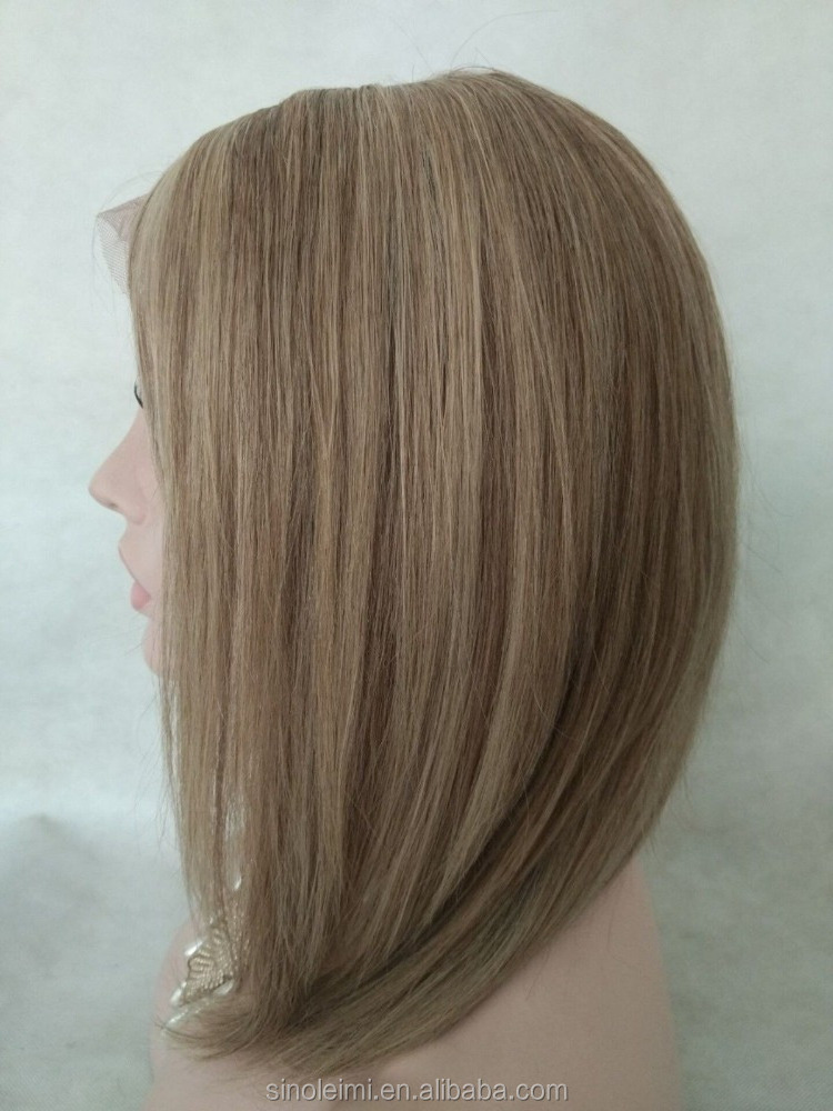 Natural Soft straight Piano color Human Hair Wig for white women